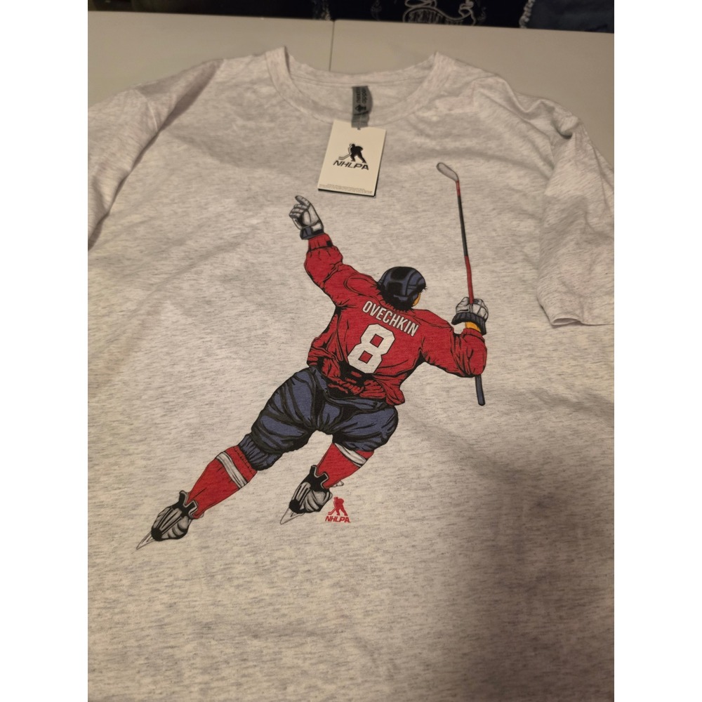 Alex Ovechkin Capitals NHLPA 500 Level Mens Premium T-Shirt L Ash Gray